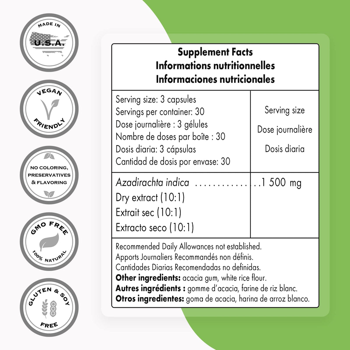 Supersmart - Neem Supplement 1500 mg per Day (Azadirachta Indica Leaf Oil Extract)