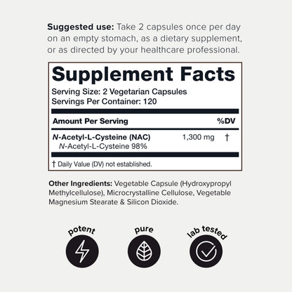 Toniiq 1300mg NAC - 4 Month Supply - Min. 98%+ Tested Purity - Ultra High Strength
