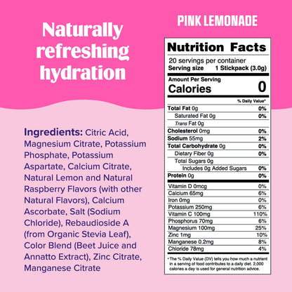 Ultima Replenisher Daily Electrolyte Drink Mix - Pink Lemonade, 20 Stickpacks - Hydration