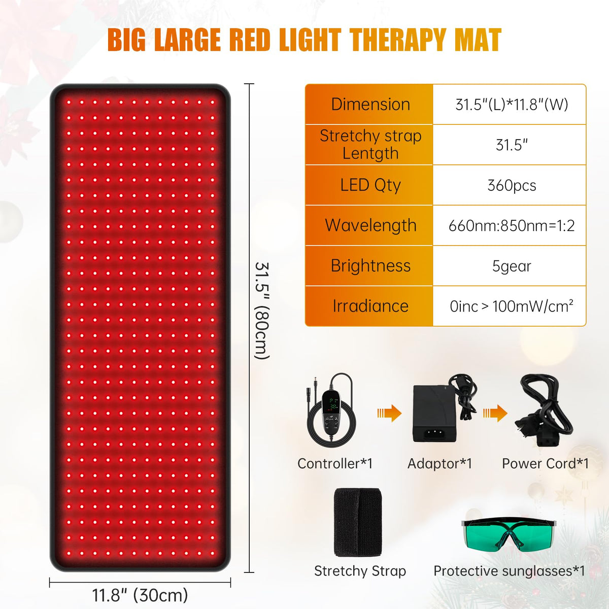 LED Red Light Therapy Pad Upgraded Large Size 660nm Red Light and 850nm Near Infrared Light