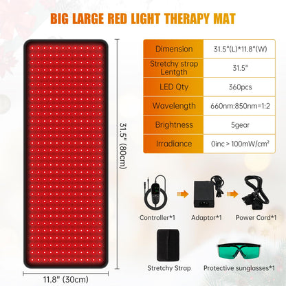 LED Red Light Therapy Pad Upgraded Large Size 660nm Red Light and 850nm Near Infrared Light