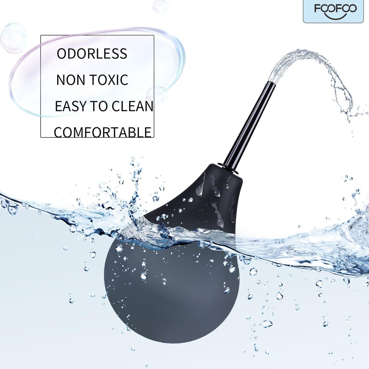 Enema Bulb 7.6oz Douche Enema Kit Includes 4 Nozzles for Women & Men Black with Storage Bag