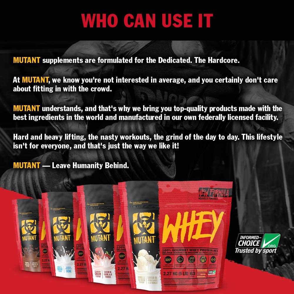 Mutant Whey - 100% Whey Protein Powder, Gourmet Taste, 22g of Protein, 10.4 g EAAs, 5 g BCAAs