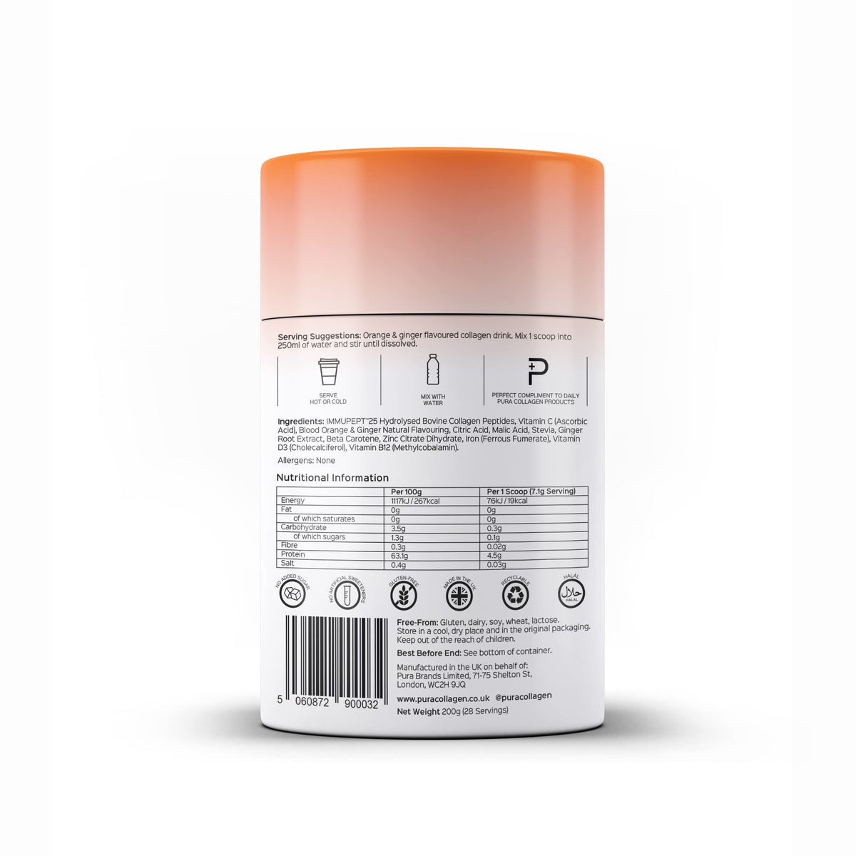 Pura Collagen Powdered Supplement (Protect) 5,000mg Bioactive Collagen Peptides
