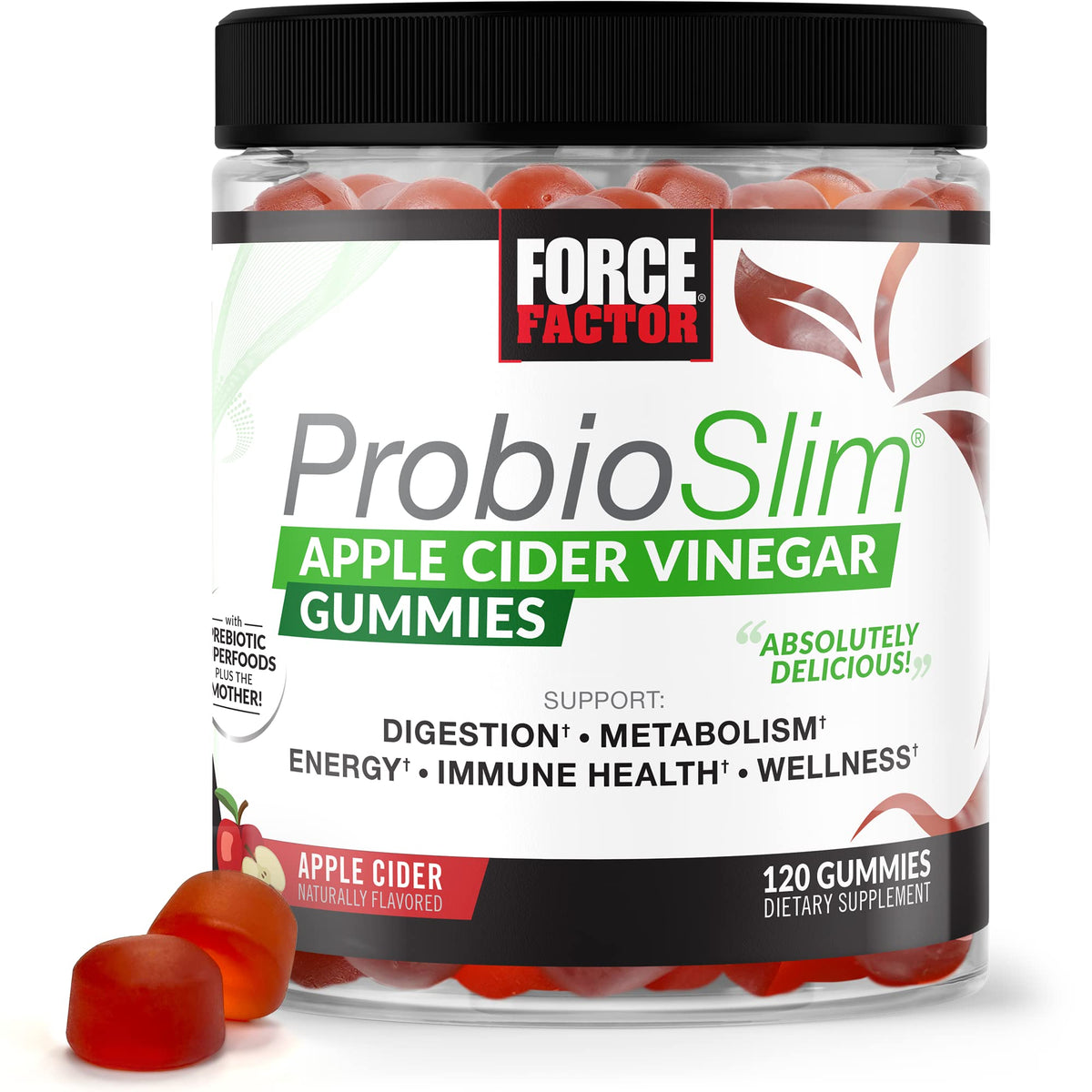 Force Factor ProbioSlim Apple Cider Vinegar Gummies with Organic, LactoSpore & Nature'