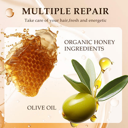 Honey Hair Oil for Dry Damaged Hair - Anti-Frizz Split Ends Treatment, Shine & Smoothness Repair Serum, Nourishing Leave-In Conditioning for Curly & Frizzy Hair, Adds Glossy Shine & Healthy Look