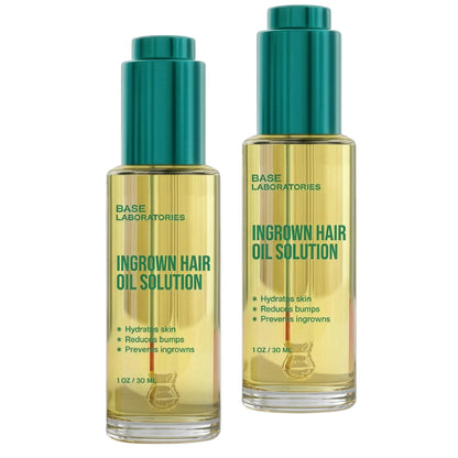 BASE LABORATORIES Ingrown Hair Treatment Oil - Soothing After Shave Oil For Ingrown Hairs, Soothes Razor Bumps for Bikini Area, Legs, Underarms, Neck, Beard & Face - Tea Tree, Jojoba - (1oz x 2) 2PK