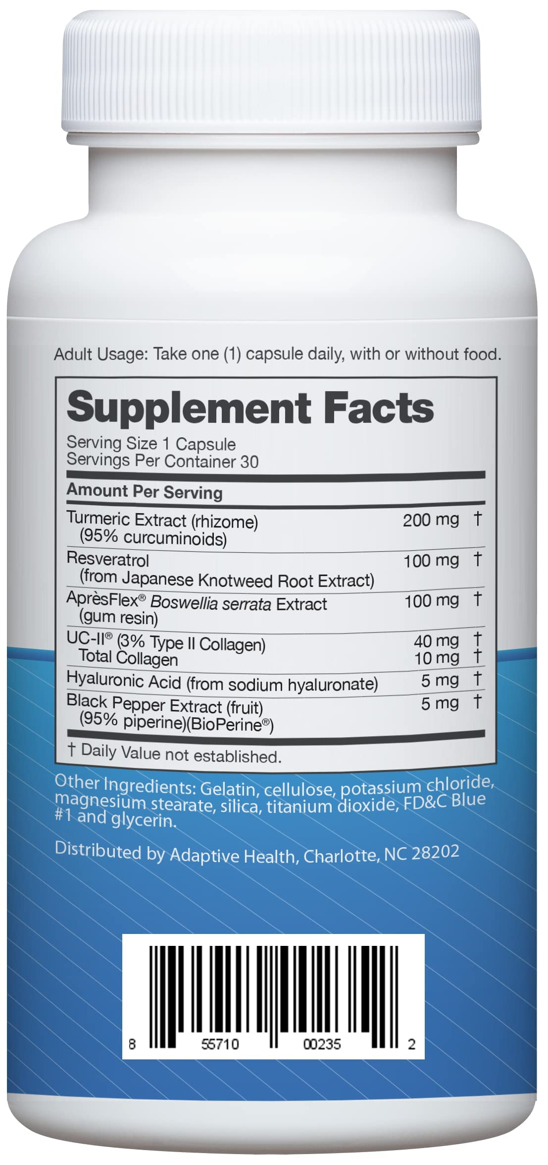 Advanced Joint Support Dietary Supplement with Turmeric, UC - II Collagen, Resveratrol