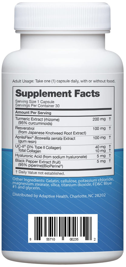 Advanced Joint Support Dietary Supplement with Turmeric, UC - II Collagen, Resveratrol
