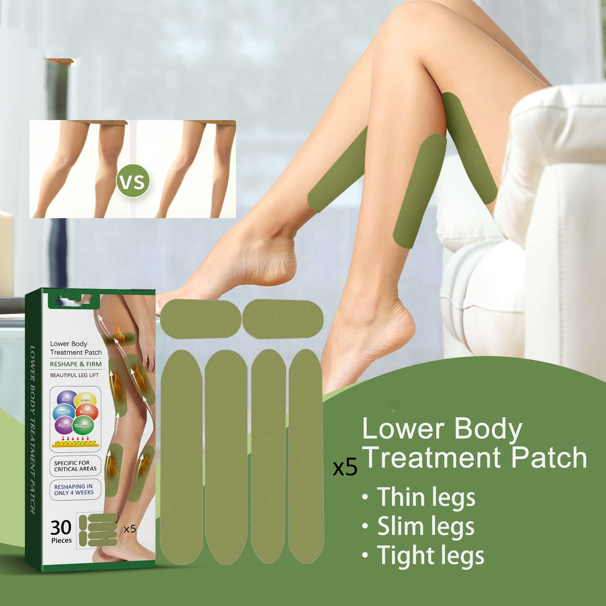 Herballegs Cellulite Reduction Patches, 2 Boxes/60PCS HerbalLegs Patches, Herbal Leg Lifting