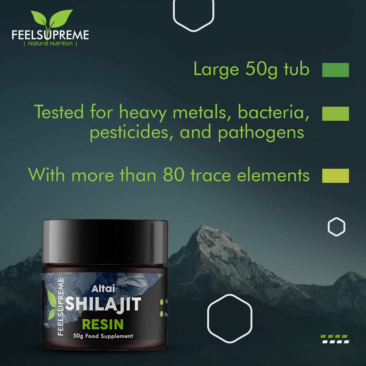 Natural Black Altai Shilajit Resin Large (50g) Pot - 100% Pure Additive Free - 80 Trace
