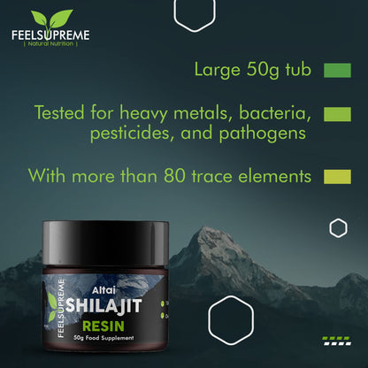 Natural Black Altai Shilajit Resin Large (50g) Pot - 100% Pure Additive Free - 80 Trace