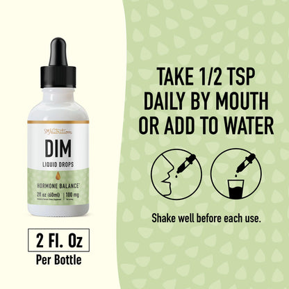 DIM Supplement Liquid Drops 100mg for Estrogen Balance for Women & Men - Hormone Balance