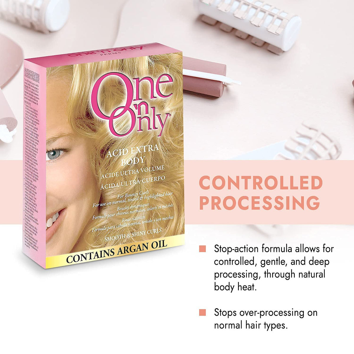 One 'N Only Acid Extra Body Hair Perm - At Home Perm Kit with Argan Oil for Bouncy Curls - Provides Firmer & More Manageable Curls for Normal, Tinted, and Frosted Hair (1 Kit)
