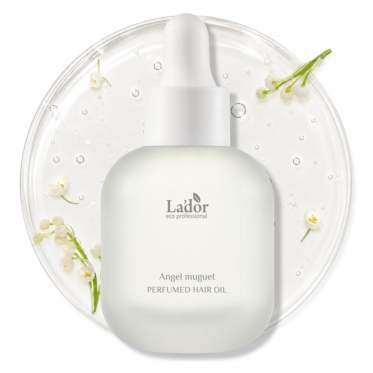 LA’DOR Perfumed Hair Oil (Angel Muguet), Floral Musk Fragrance, Argan & Avocado Oils with Keratin for Shine and Frizz Control, for Dry, Damaged Hair, Korean Hair Care (1.01 Fl Oz / 30 ml)