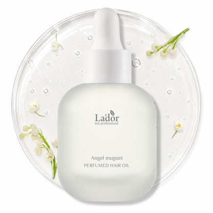 LA’DOR Perfumed Hair Oil (Angel Muguet), Floral Musk Fragrance, Argan & Avocado Oils with Keratin for Shine and Frizz Control, for Dry, Damaged Hair, Korean Hair Care (1.01 Fl Oz / 30 ml)