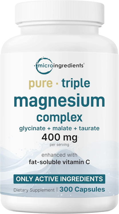 Micro Ingredients Vitamin D3 5,000iu + K2 100mcg Softgels & Pure Triple Magnesium Complex 400mg Capsules - 2 Pack Bundle - Essential D & K Sunshine Vitamins - Glycinate, Malate, & Taurate Forms