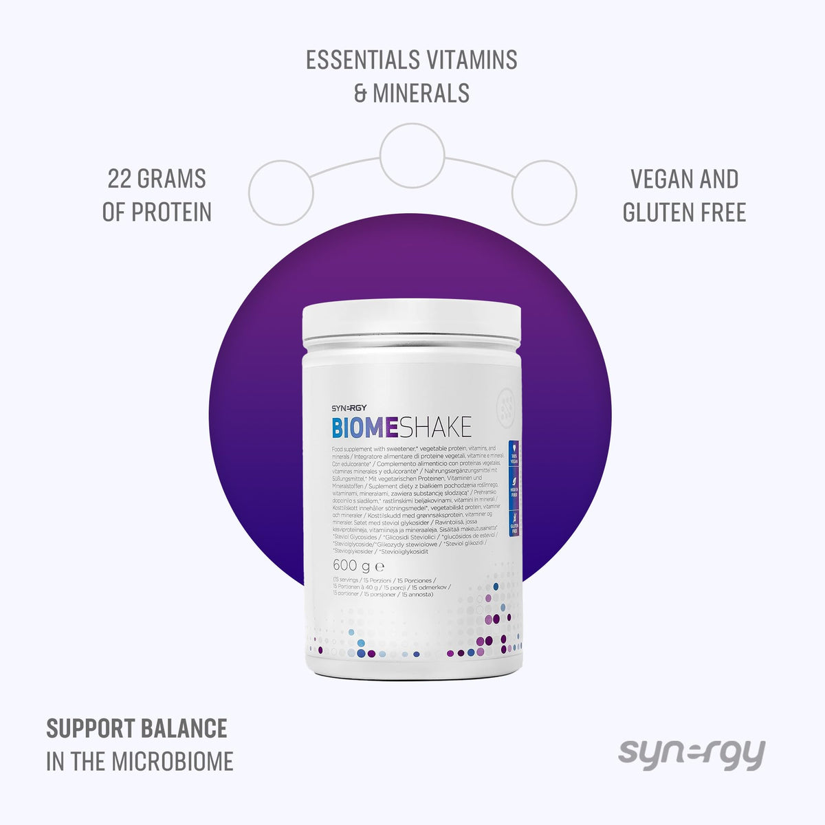 Synergy Worldwide Biome Shake 600 g - 22g Protein Powder Supplement - High in nutrients, Vitamins and Minerals