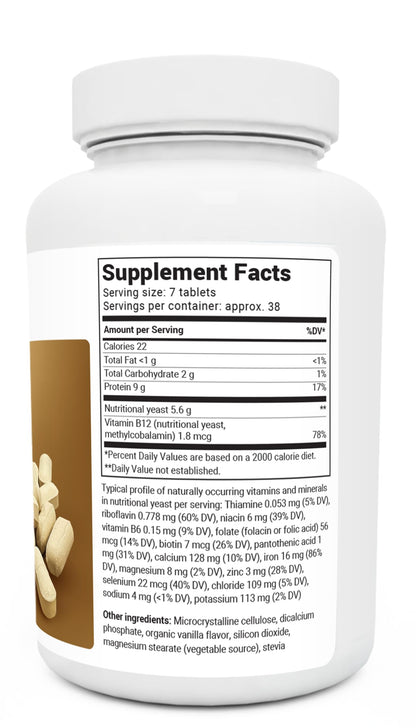 Dr. Berg Nutritional Yeast Tablets - Natural B12 Added - All 8 B Vitamin Complex - Organic