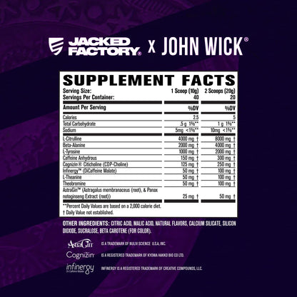 Jacked Factory X John Wick - Wick Mode Pre Workout Powder - Intense Energy