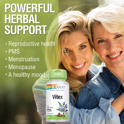 Solaray Vitex Berry 400mg - Womens Healthy Hormone Balance Formula - Menstruation & Menopause Support