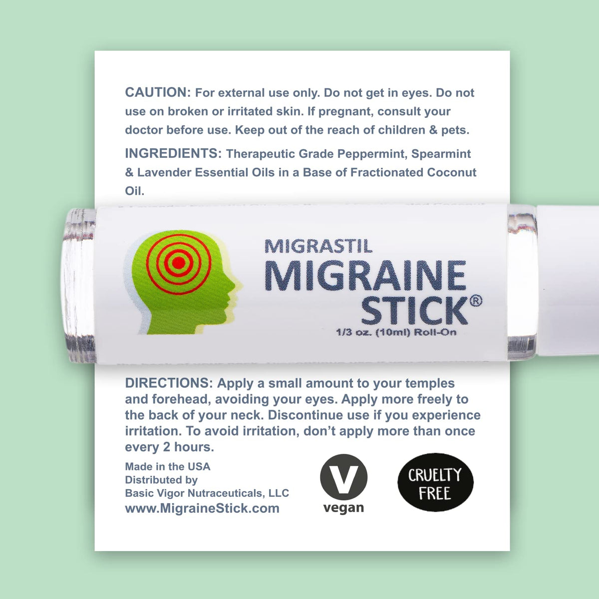 Migrastil Migraine Stick Rollon - Fast Cooling Comfort for Your Head. Aromatherapy with Peppermint