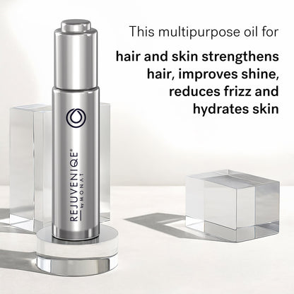 MONAT REJUVENIQE Oil - Multipurpose Hair & Skin Treatment - 13+ Natural Plant and Essential Oils - Hydrates, Strengthens, Reduces Frizz, Boosts Shine, and Provides Intense Hydration - 30ml (1.0 fl oz)