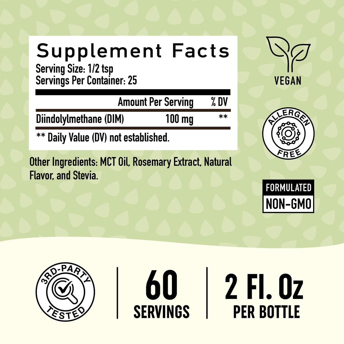 DIM Supplement Liquid Drops 100mg for Estrogen Balance for Women & Men - Hormone Balance
