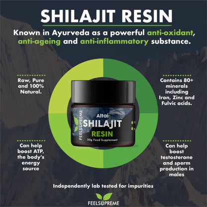 Natural Black Altai Shilajit Resin Large (50g) Pot - 100% Pure Additive Free - 80 Trace
