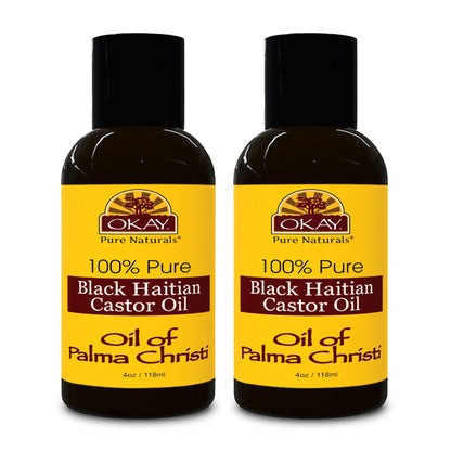 OKAY Pure Naturals Black Haitian Castor Oil - Castor Oil for Hair Growth for Men & Women, Moisture for Skin, Scalp, Eyelashes, Eyebrows - 4 oz Glass Bottle (Pack of 2)