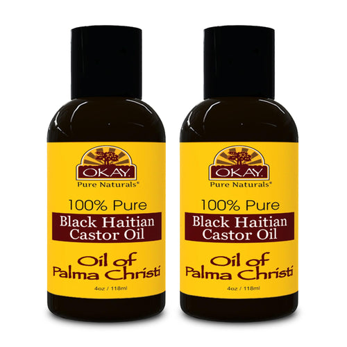 OKAY Pure Naturals Black Haitian Castor Oil - Castor Oil for Hair Growth for Men & Women, Moisture for Skin, Scalp, Eyelashes, Eyebrows - 4 oz Glass Bottle (Pack of 2)