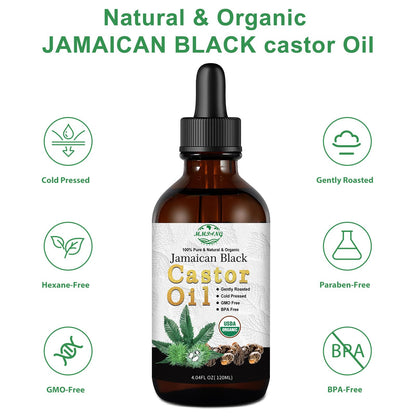 MMPANG Jamaican Black Castor Oil, Organic Cold Pressed Hair Oil Hexane Free