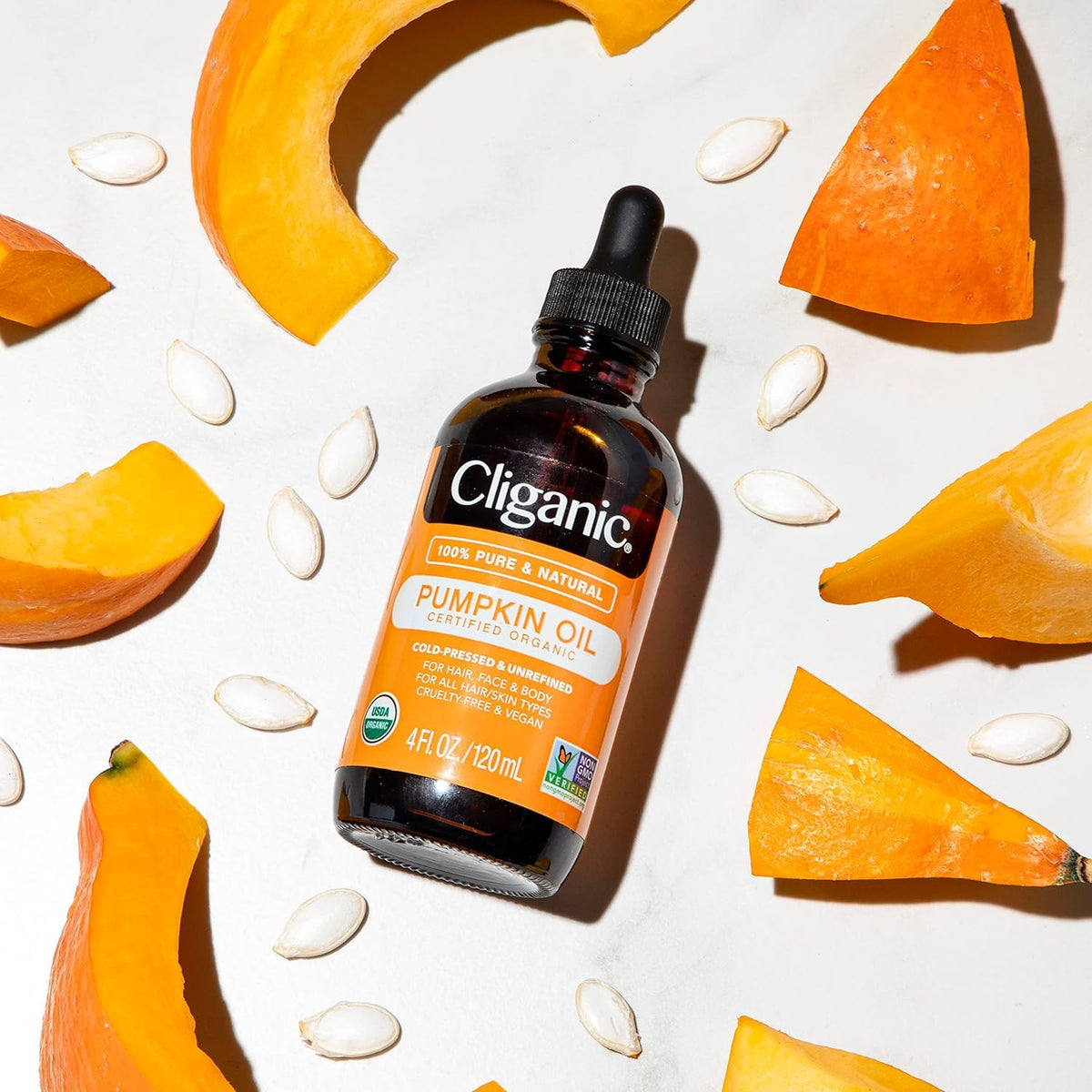 Cliganic Organic Pumpkin Seed Oil, 100% Pure - For Face & Hair - Natural Cold Pressed Unrefined