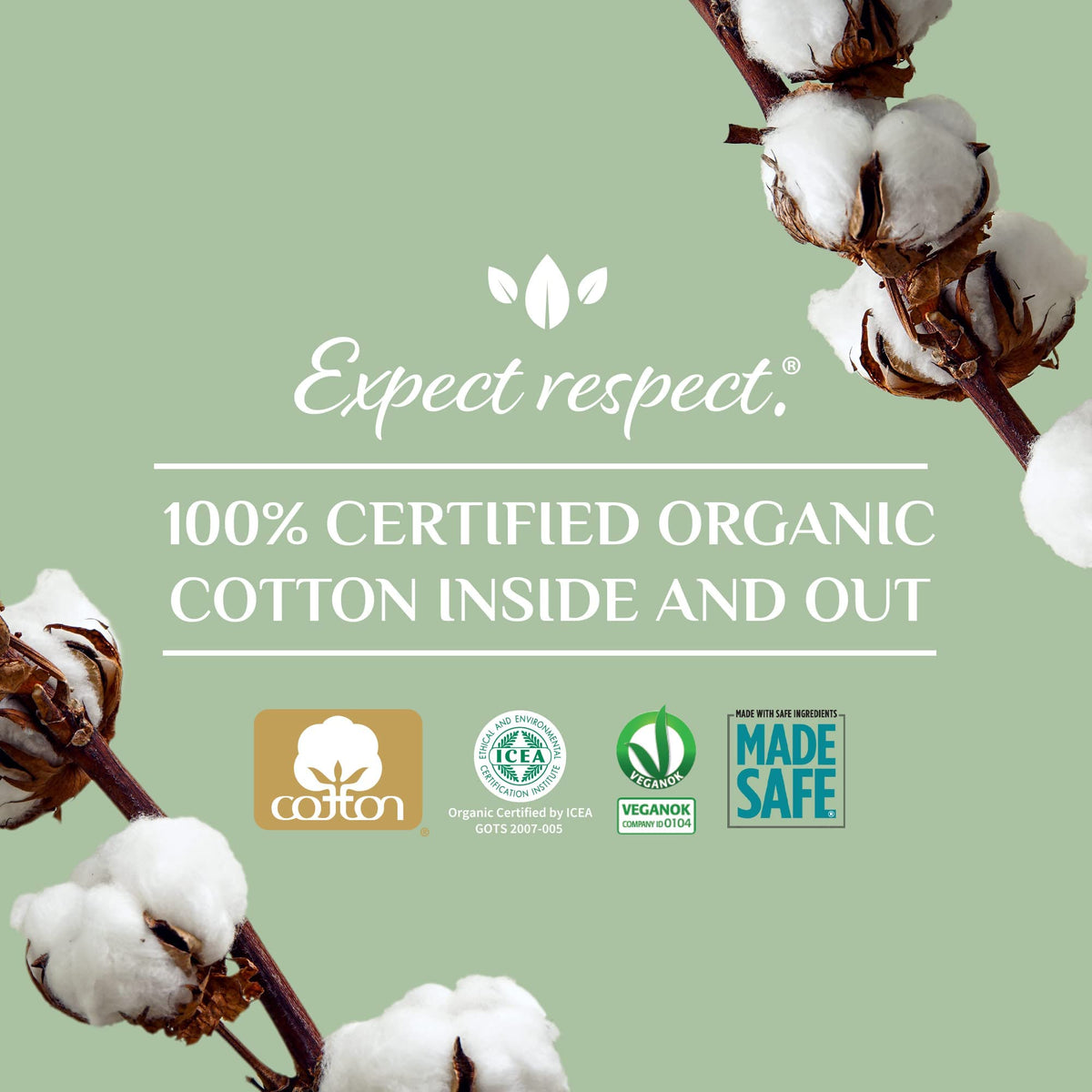 Organyc 100% Organic Cotton Light Incontinence Liners for Bladder Leakage Control