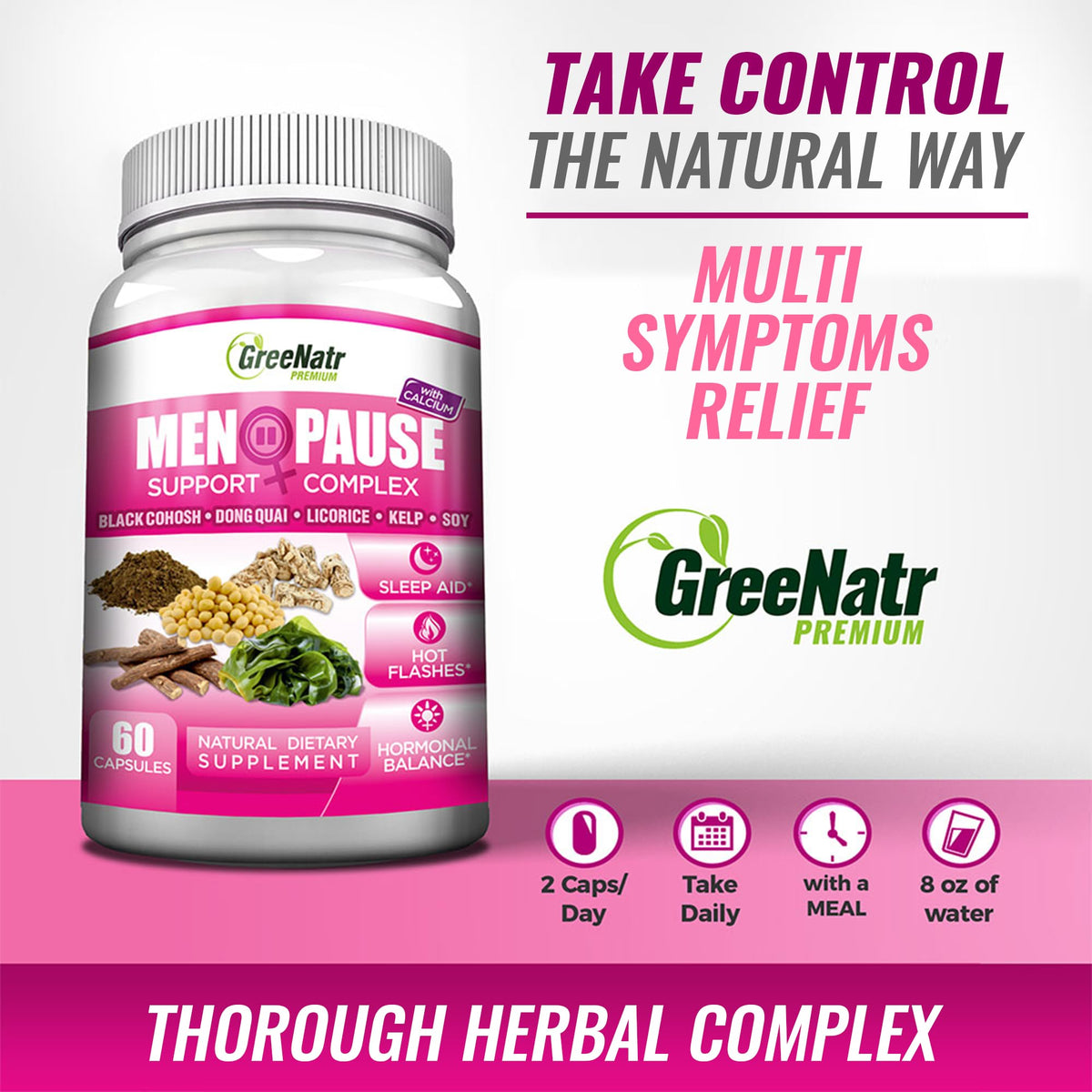 GreeNatr Synergic Bundle - Herbal Menopause Support Complex for Hot Flashes, Night Sweats & Mood Swings
