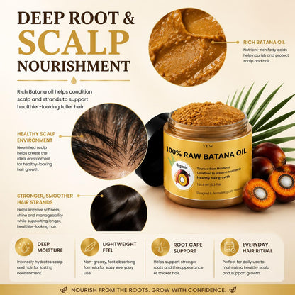 Raw Batana Oil for Hair Growth by Dr. Sebi Organic Raw Honduras Oil - 100% Pure & Natural Botana Paste for Thicker, Stronger Hair for Men and Women
