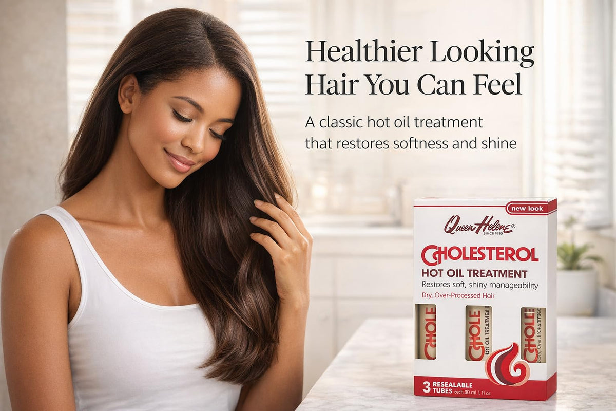 Queen Helene Cholesterol Hot Oil Treatment for Dry, Over-Processed Hair, Restores Soft, Shiny Manageability,1 FL OZ Tube - 12 Count