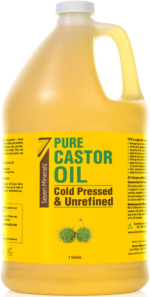 Unrefined Hexane-Free Castor Oil, 128 fl oz - For Hair Growth, Thicker Lashes & Brows, Dry Skin, Joint Pain