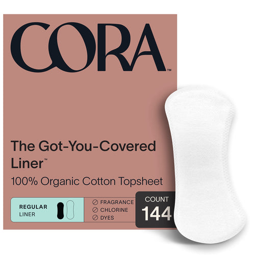 Cora Period Regular Liners | 100% Organic Cotton Topsheet | Ultra Thin, Quick Absorbency