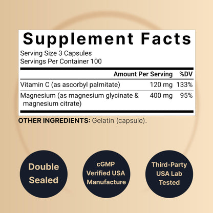 Magnesium Complex 400mg, 300 Capsules - Glycinate, Citrate - Chelated & Purified - Bone, Heart & Digestion Support - Non-GMO