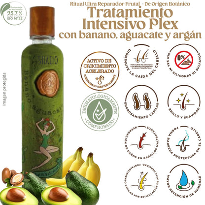RITUAL BOTANICO - Kit4 Crecimiento Acelerado Ultra Reparador: Shampoo de Romero, Mascarilla Hidratante Para El Cabello, Acondicionador Intensivo PLEX, Protector de Calor Para El Cabello (+Obsequio)