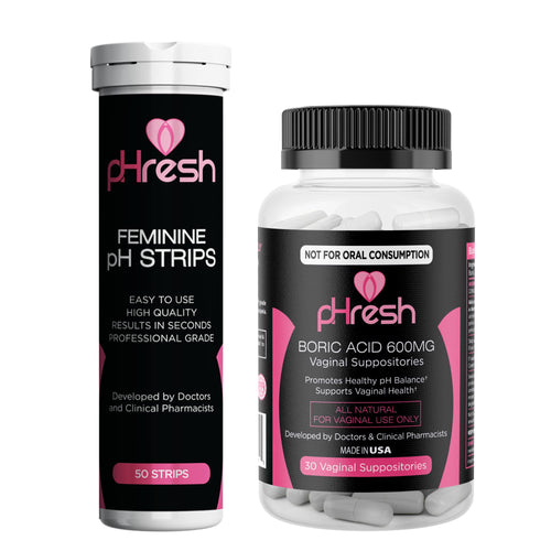 ACE NUTRITION pHresh Boric Acid Suppositories & Vaginal pH Test Strips Bundle