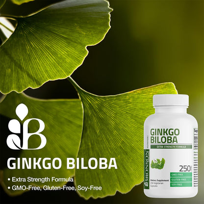 Bronson Ginkgo Biloba Extra Strength Brain & Memory Support 120 Capsules - Vegetarian, Non-GMO, Gluten Free, Soy Free, Memory, Cognitive & Brain Health Support