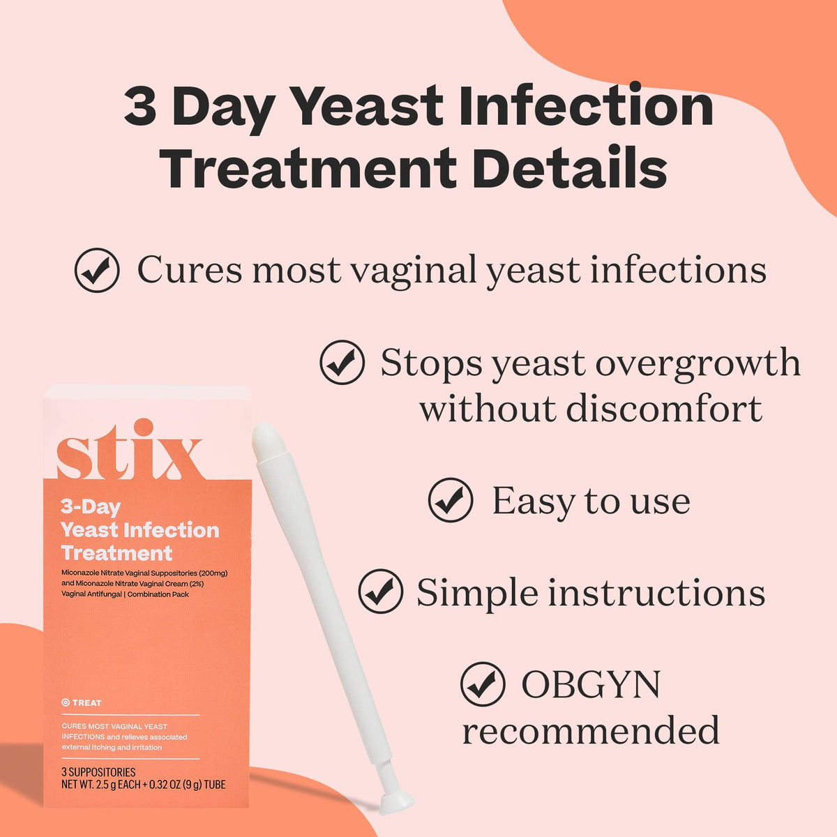 Stix Vaginal Health Probiotic & 3-Day Yeast Infection Treatment - Maintain pH Balance, Vaginal Microbiome