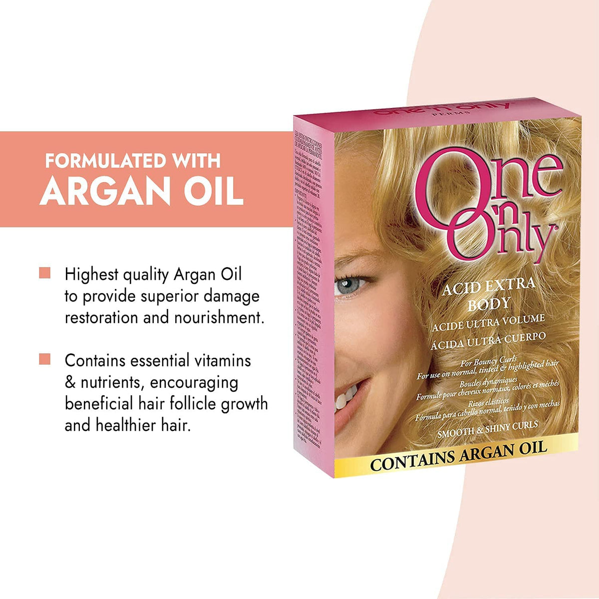 One 'N Only Acid Extra Body Hair Perm - At Home Perm Kit with Argan Oil for Bouncy Curls - Provides Firmer & More Manageable Curls for Normal, Tinted, and Frosted Hair (1 Kit)