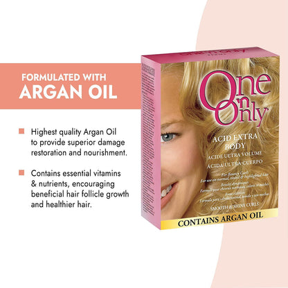 One 'N Only Acid Extra Body Hair Perm - At Home Perm Kit with Argan Oil for Bouncy Curls - Provides Firmer & More Manageable Curls for Normal, Tinted, and Frosted Hair (1 Kit)