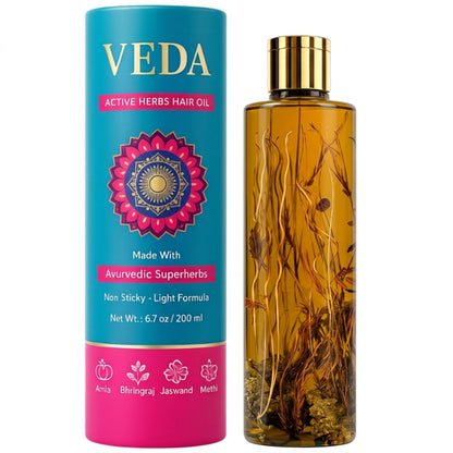 VEDA Active Herbs Hair Oil - Hair Growth Oil - Infused with Herbs - 200ml