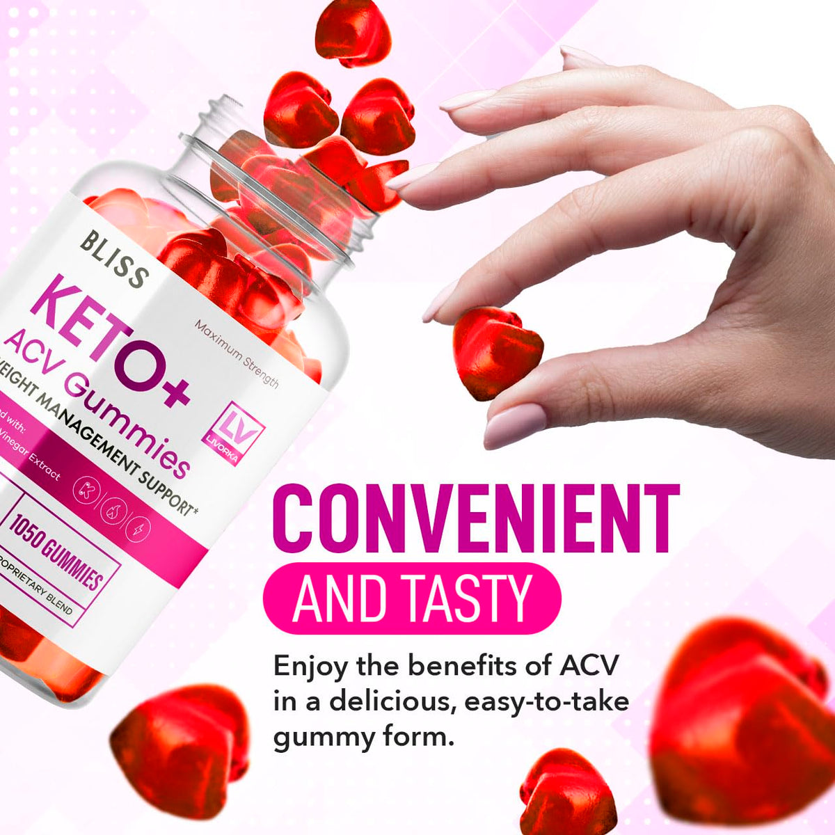 5 Pack - Bliss Keto ACV Gummies Advanced Weight Loss, Bliss ACV Active Gummies