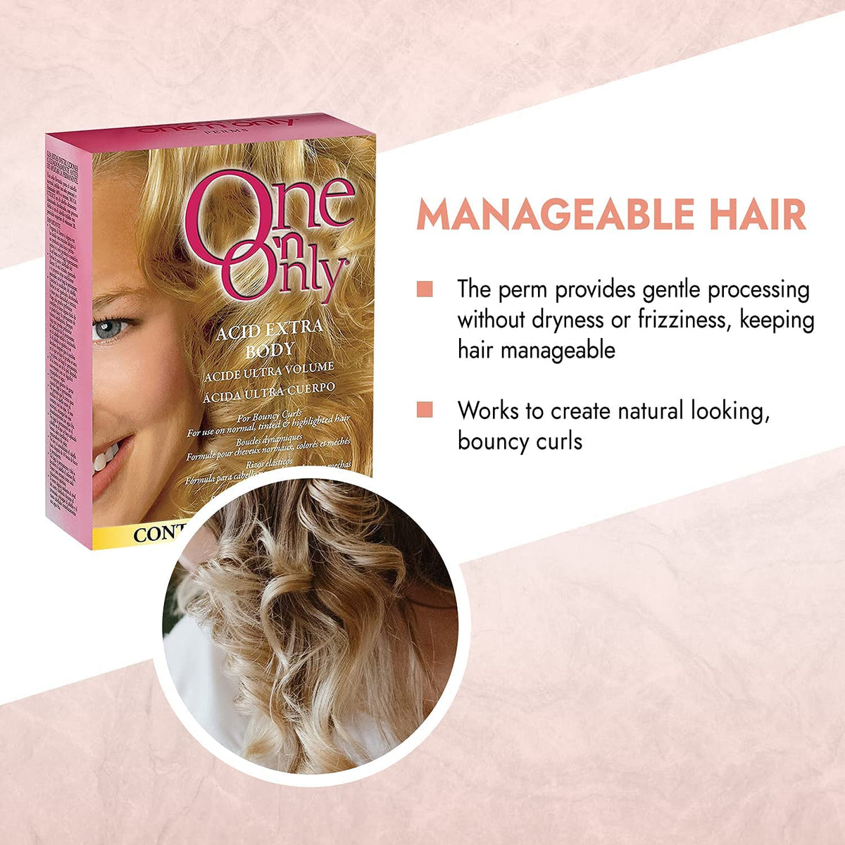 One 'N Only Acid Extra Body Hair Perm - At Home Perm Kit with Argan Oil for Bouncy Curls - Provides Firmer & More Manageable Curls for Normal, Tinted, and Frosted Hair (1 Kit)
