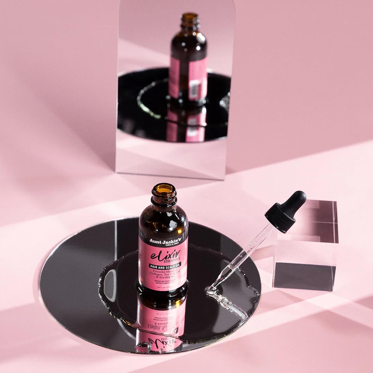 Aunt Jackie's Elixir Essentials Hair & Scalp Oil, Collagen, Tea Tree Oil & Eucalyptus, Thickens & Supports Hair Growth, 2 oz